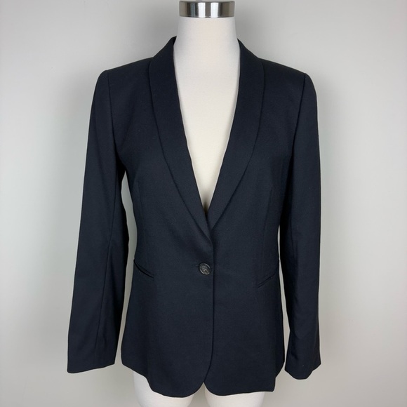 J. Crew Parke Blazer Jacket Wool Flannel Size 4 Black Lined Classic Style J5627 - Picture 1 of 17